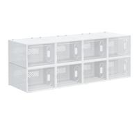 HOMCOM Lot de 8 Boites Cubes Rangement à Chaussures, 28 x 36 x 21 cm | Modulable, avec Portes Transparentes