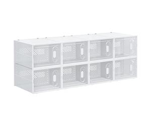HOMCOM Lot de 8 boites cubes rangement à chaussures modulable avec portes transparentes - 28 x 36 x 21 cm
