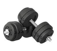 HOMCOM Lot de haltères de gymnastique de 30 kg (8 x 2,5 kg, 4 x 1,5 kg), haltères de gymnastique en acier et sable avec poignée antidérapante, pour entraînement physique à domicile, 43 x 18 x 7,5 cm