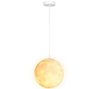 HOMCOM Lune 3D Lampe suspendue Lampe suspendue avec contrôle APP, musique Lampe lune Plafonnier avec CCT et changement de couleur RGB pour cuisine, salle à manger, blanc crème