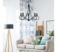 HOMCOM Lustre Classique Style Rétro Cadre en Fer avec 5 Douilles E14 Design Pliable Angle Réglable Ø 58 x 45 cm Noir aosom france