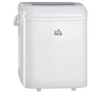 HOMCOM Machine à glaçon portative - capacité réservoir eau 1,5 L - autonettoyante avec pelle à glace et panier inclus - jusqu'à 12kg/24h - PP acier blanc 22.5x32x29.5cm