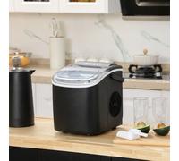 HOMCOM Machine à glaçons, 12kg en 24h, 9 glaçons en 6-12 minutes, ice maker avec poignée, panier et pelle, 22,2x29,4x29cm, noir