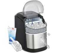 HomCom - Machine à glaçons 12 kg/24h - Autonettoyante, réservoir 1,8 L, LED, pelle et panier, inox