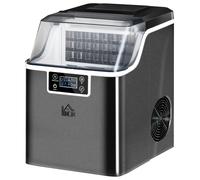 HOMCOM Machine à glaçons, 20 kg en 24h, 24 glaçons en 14-18 min, ice maker avec fonction autonettoyante, 25,2x36x37,1cm, noir