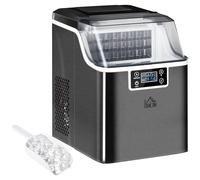 HOMCOM Machine à glaçons, 20 kg en 24h, 24 glaçons en 14-18 min, taille de glaçon réglable, ice maker portable avec fonction autonettoyante, peut charger seau d'eau, pour maison, cuisine, bar, noir