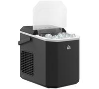 HOMCOM Machine à glaçons autonettoyante, 12kg en 24h, 9 glaçons en 6-13 minutes, ice maker Portable Avec Poignée, panier et pelle, pour la maison/cuisine/camping, noir