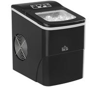 HOMCOM Machine à glaçons autonettoyante, 12kg en 24h, 9 glaçons en 8 minutes, ice maker Portable Avec cuillère et panier, capacité réservoir eau 1,8 L, pour la maison/cuisine/camping, PP noir