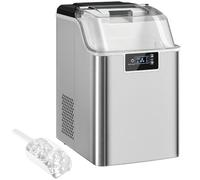 HOMCOM Machine à glaçons en acier inoxydable 20kg/24h | Réservoir 2,1L, 24 nuggets/cycle, auto-nettoyage, pelle+panier, cuisine/bureau/fête.