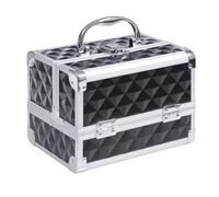 HOMCOM Mallette à Maquillage - Rangement Produits de beauté - Rangement à 3 Niveaux avec Miroir Verrouillage avec 2 clés dim. 20L x 15l x 15H cm Noir