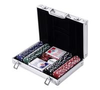 HOMCOM Mallette de Poker Coffret de Poker Complet avec 200 jetons 2 Jeux de Cartes + 2 clés Aluminium