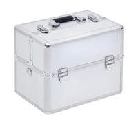 HOMCOM Mallette Maquillage à 3 Niveaux avec Clés 36,5 x 24 x 29 cm Argent | Valise Maquillage, Boîte de Cosmétiques Professionnel