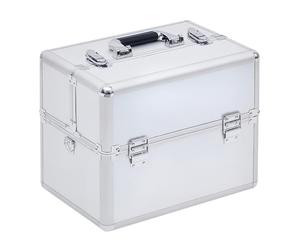 HOMCOM Mallette Maquillage Valise Maquillage à 3 Niveaux, boîte de cosmétiques Professionnel avec clés, 36,5 x 24 x 29 cm, Argent