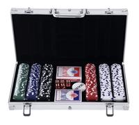 Homcom Mallette pro de poker coffret pro poker 38L x 21l x 6,5H cm 300 jetons 2 jeux de carte aluminium aosom france