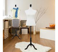 HOMCOM Mannequin Buste de coutûre Femme sur trépied Hauteur réglable Mousse Haute densité Blanc 02WT