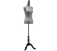 HOMCOM Mannequin de couture féminin Mannequin de couture réglable de 130 à 168 cm avec trépied en bois pour photographie de mode exposition de vêtements Gris