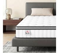 HOMCOM Matelas 140 x 190 cm, Matelas à Ressorts Ensachés, Mousse à Mémoire de Forme au Gel Rafraîchissant, 20 cm d'Épaisseur, Soutien en 7 Zones, Certifié Oeko-Tex, Fermeté Moyenne