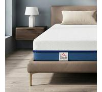 HOMCOM Matelas 190 x 135 cm, épaisseur 20 cm, matelas à mémoire de forme avec thé vert, fermeté moyenne, lit rafraîchissant avec mousse de gel et housse lavable, certifié Oeko-Tex, enroulable en boîte
