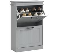 HOMCOM Meuble à Chaussures 10 Paires 2 Tiroirs 54 x 24 x 82,5 cm Gris | Armoire à Chaussures Étroite Moderne, Étagères Réglables, pour Couloir et Entrée