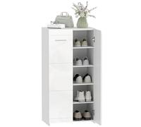 HOMCOM Meuble à Chaussures 10 Paires, Armoire à Chaussures à Haute Brillance 5 Niveaux avec étagères réglables, Style Moderne, Meuble de Rangement pour Couloir, entrée, Dressing, 55x36x108cm, Blanc