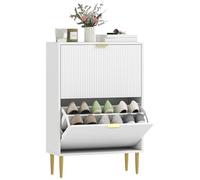 HOMCOM Meuble à Chaussures 12 Paires 2 Tiroirs 60 x 24 x 91,5 cm Blanc