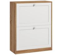 HOMCOM Meuble à Chaussures 12 Paires 60 x 24,5 x 75,5 cm Chêne et Blanc