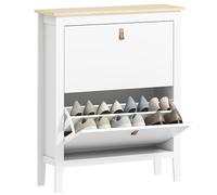 HOMCOM Meuble à Chaussures 14 Paires, Armoire à Chaussures étroite avec 2 tiroirs rabattables, étagères réglables et Amovibles, Style Moderne, pour Couloir et entrée, 80 x 24 x 95,5 cm, Blanc