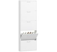 HOMCOM Meuble à Chaussures 15 Paires 5 Tiroirs 65 x 17 x 180,5 cm Blanc