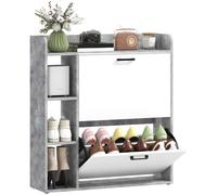 HOMCOM Meuble à Chaussures 15 Paires 83x24x90,5 cm Blanc et Gris