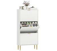 HOMCOM Meuble à Chaussures 18 Paires 3 Tiroirs 60 x 24 x 122,5 cm Blanc