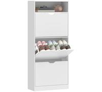 HOMCOM Meuble à Chaussures 18 Paires Armoire étroite 60 x 26 x 140 cm Blanc