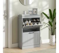 HOMCOM Meuble à chaussures, 2 portes abattants, étagères réglables, pour entrée, couloir, 54 x 24 x 82,5 cm, gris