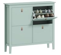 HOMCOM Meuble à Chaussures 20 Paires, Armoire à Chaussures étroite avec 4 tiroirs rabattables, étagères réglables et Amovibles, Style Moderne, pour Couloir et entrée, 105 x 24 x 95,5 cm, Vert