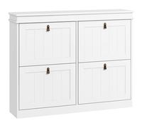 HOMCOM Meuble à Chaussures 20 Paires, Armoire à Chaussures étroite Moderne avec 4 tiroirs rabattables et étagères réglables, pour Couloir et entrée, 105 x 24 x 82,5 cm, Blanc