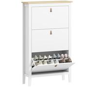 HOMCOM Meuble à Chaussures 21 Paires, Armoire à Chaussures étroite avec 3 tiroirs rabattables, étagères réglables et Amovibles, Style Moderne, pour Couloir et entrée, 80 x 24 x 131 cm, Blanc