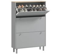 HOMCOM Meuble à Chaussures 24 Paires, Armoire à Chaussures étroite, Meuble d'entrée avec 3 tiroirs rabattables et étagères réglables, pour Couloir et entrée, 80x23,5x121cm, Gris
