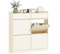 HOMCOM Meuble à Chaussures 8 Paires, Armoire à Chaussures étroite, Meuble d'entrée avec 2 tiroirs coulissants et 4 tiroirs rabattables, pour Couloir et entrée, 98 x 19,2 x 95,3 cm, Blanc