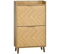 HOMCOM Meuble à chaussures 2 abattants – Style vintage, 3 étagères, 70×30×120 cm