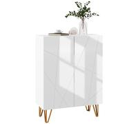 HOMCOM Meuble à Chaussures à Haute Brillance, Meuble de Rangement à Chaussures, 2 Portes avec charnières à Fermeture Douce, étagères réglables, pour 15 à 20 Paires Chaussures, Blanc laqué