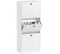 HOMCOM Meuble à Chaussures avec 3 vantaux 12 Paires 47x28x115cm Blanc