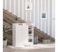 HOMCOM Meuble à chaussures, commode à chaussures, étagère à chaussures, 4 étagères, 1 placard, 83 cm x 30 cm x 90 cm, Blanc