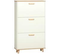 HOMCOM Meuble à Chaussures étagère à Chaussures Style scandinave 3 abattants Aspect Bois - 70 x 23,5 x 122 cm - crème