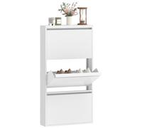 HOMCOM Meuble à Chaussures métal étroit 3 battants 55x15x105,5cm Blanc