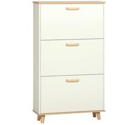 HomCom Meuble à chaussures scandinave 3 portes abattantes 3 étagères réglables effet bois blanc
