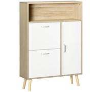 HOMCOM Meuble à Chaussures pour 8 Paires de Chaussures avec 2 Portes, Armoire et Compartiment Ouvert en Bois, 80 x 25,5 x 112,5 cm, Blanc
