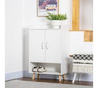 HOMCOM Meuble à Chaussures Scandinave 2 Portes 4 Étagères Bois Massif Blanc | Aosom France