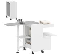 HOMCOM Meuble à Repasser Pliante sur roulettes 154x55x87cm Blanc