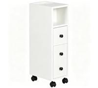 HomCom Meuble bas colonne salle de bain Rangement à roulettes 18×30×68,5 cm Blanc