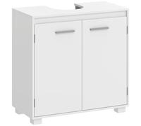 HOMCOM Meuble bas lavabo, meuble de salle de bain avec étagère réglable, 2 portes et découpe en U, style moderne, pour lavabo avec ou sans piédestal, 60 x 30 x 60 cm, blanc