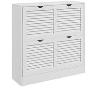 HOMCOM Meuble Chaussure entrée pour 16 Paires, Armoire à Chaussures étroite avec 2 tiroirs à Portes rabattables et étagère Ajustable, Meuble de Couloir et d'entrée 81,5 x 25 x 83 cm Blanc